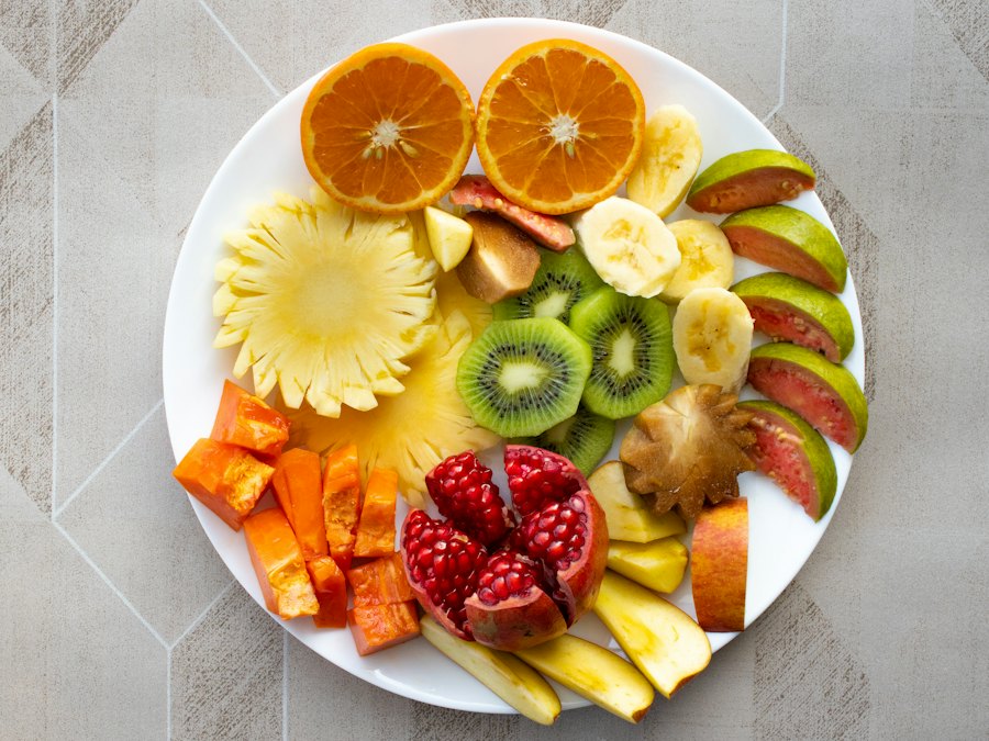 A colorful plate of fresh fruit